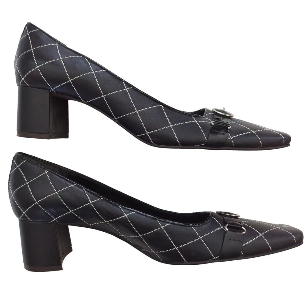 BRAZILIAN EXPLOSION by Gracienne Black Quilted Leather 2" Chunky Heel 39 US 8.5
